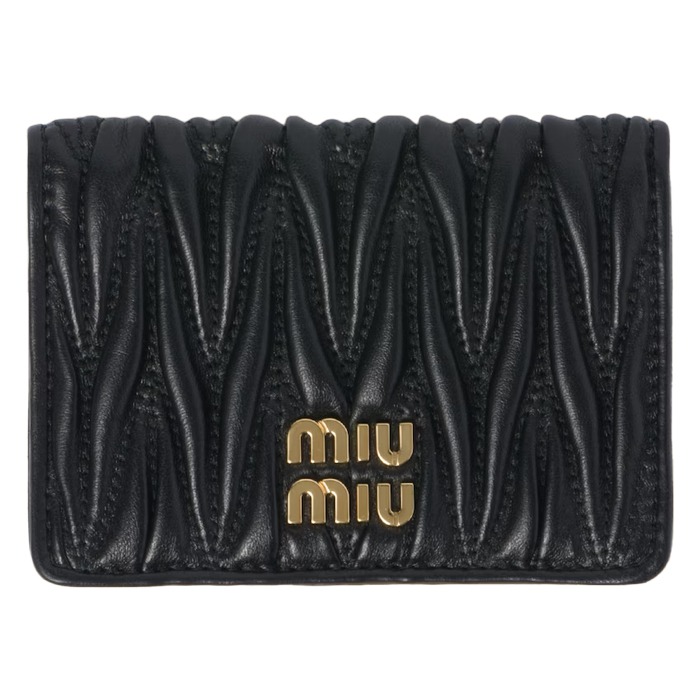 24FW 미우미우 블랙 마테라쎄 메탈 로고 버튼 카드 홀더 5MC103 2FPP F0002MIU MIU